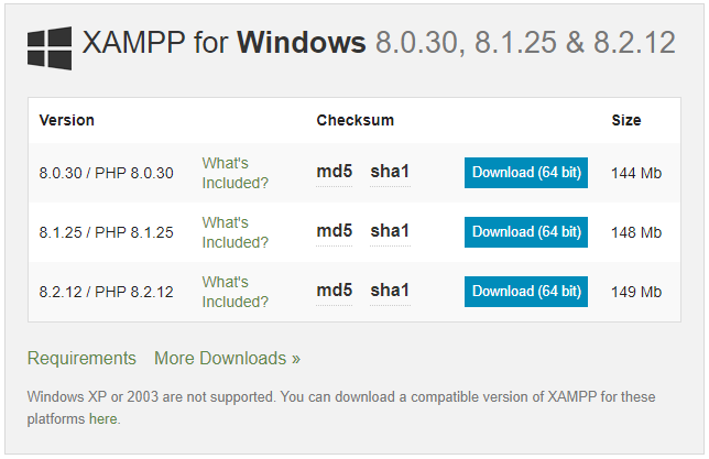 Unduh XAMPP